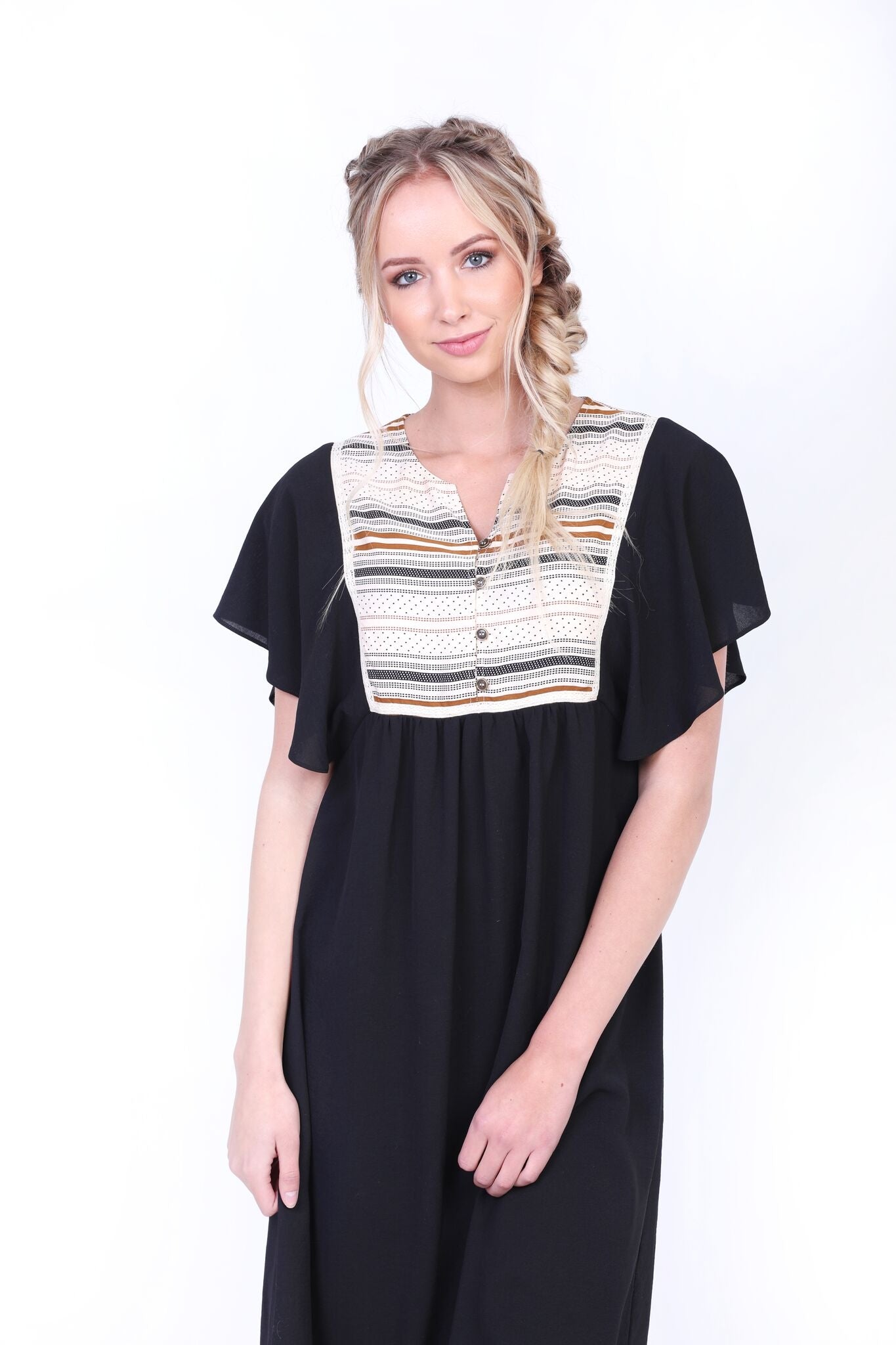 beautiful people ワンピース 茶x黒(チェック) 0240824N0058 キュート＆クール 洗練されたブラックワンピース – ONE PEACE ONLINE