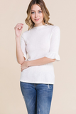 White Ruffle Sleeve Top